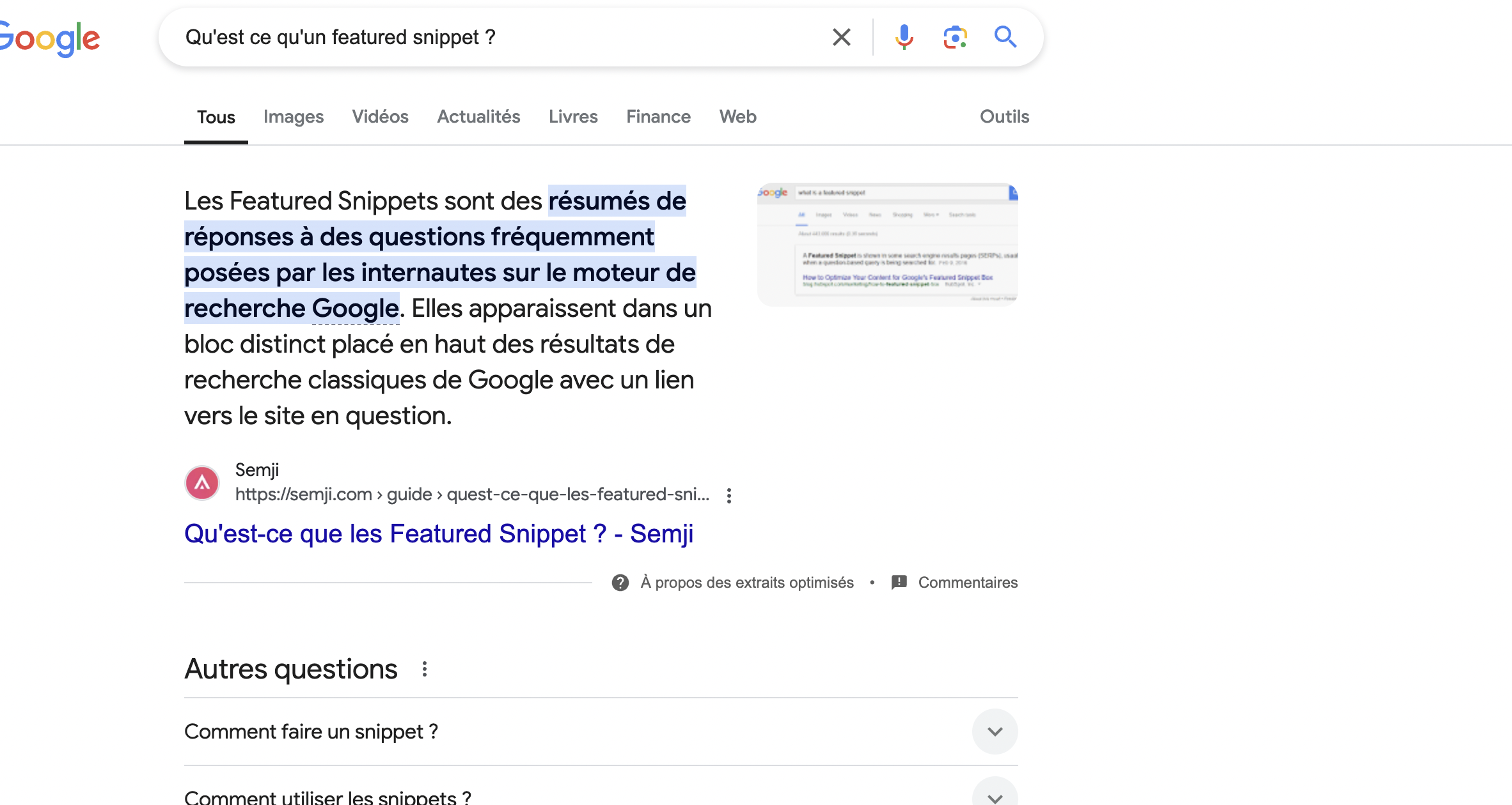 Qu'est ce qu'un featured snippet ?